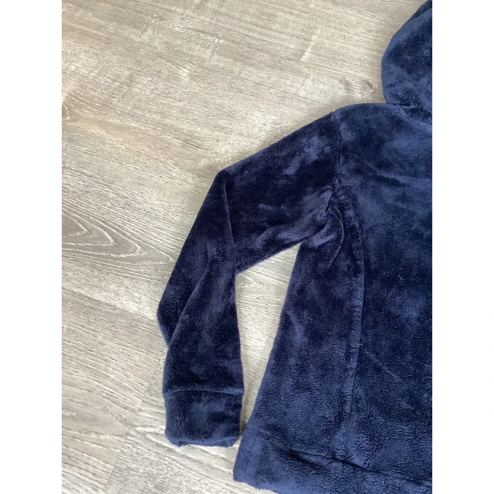 The North Face womens Size XS fuzzy fleece Osito hooded sweatshirt pullover blue
